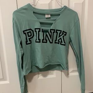 PINK Green Longsleeve Croptop